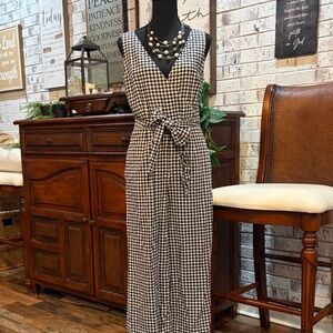 Banana Republic Black and White Gingham Jumpsuit